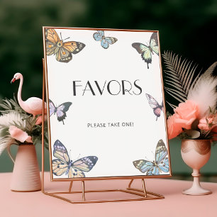 Póster Baby Shower de la mariposa colorida