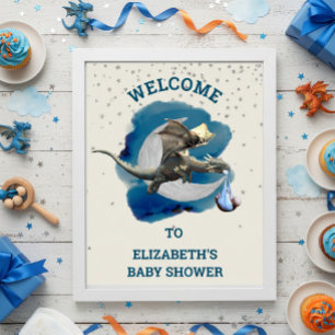 Póster Baby Shower de Little Knight Dragon Silver Star
