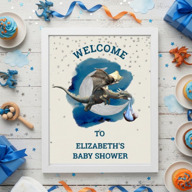 Póster Baby Shower de Little Knight Dragon Silver Star (Subido por el creador)