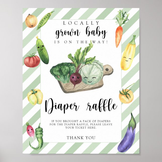 Póster baby shower de mercado de agricultores - rifa de p (Frente)