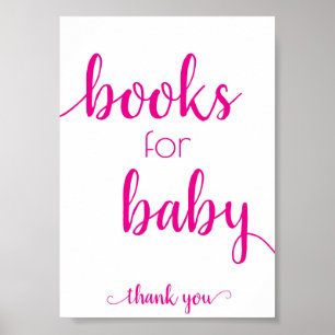 Póster Baby Shower de moda Rótulo de mesa de libros azu