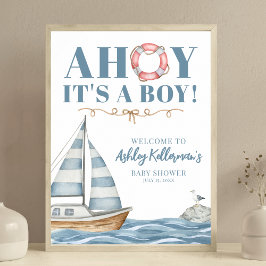 Póster Baby Shower de Nautical Ocean Boy
