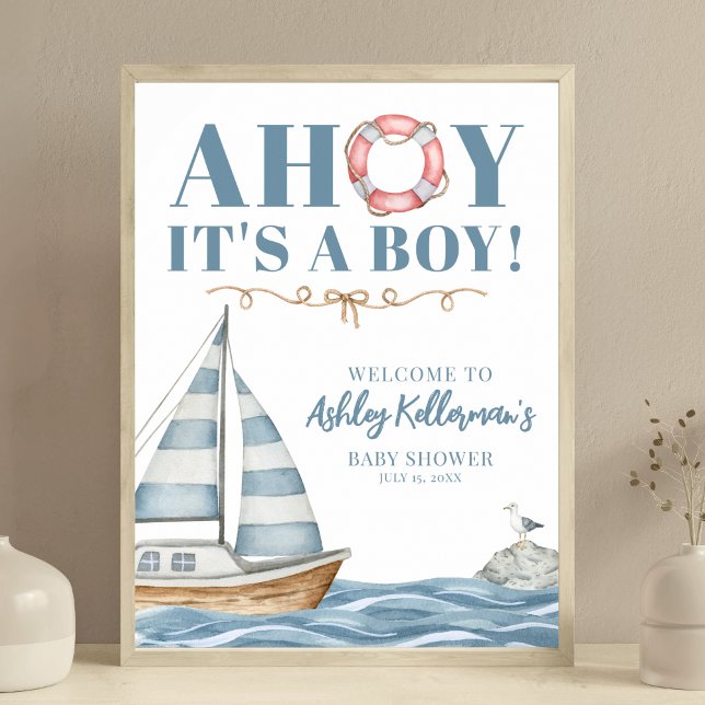 Póster Baby Shower de Nautical Ocean Boy (Nautical Ocean Boy Baby Shower Poster)