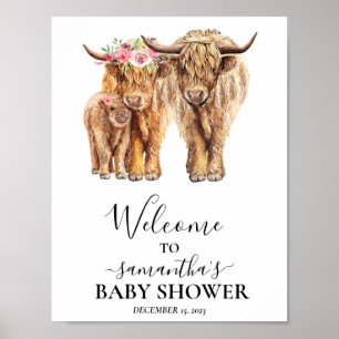 Póster Baby Shower de parejas de vacas de Highland