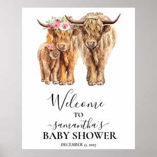 Póster Baby Shower de parejas de vacas de Highland