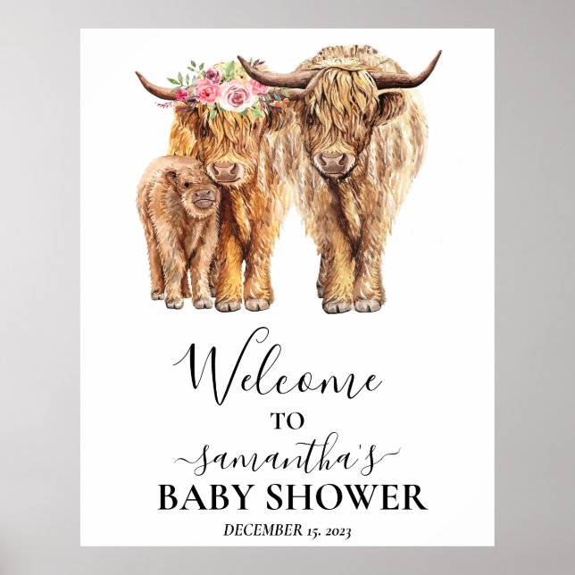 Póster Baby Shower de parejas de vacas de Highland (Frente)