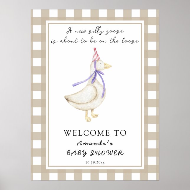 Póster Baby Shower de Silly Goose (Frente)