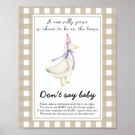 Póster Baby Shower de Silly Goose - No digas bebé
