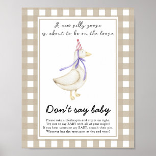 Póster Baby Shower de Silly Goose - No digas bebé