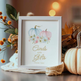 Póster Baby Shower de tarjetas y regalos de revelación de