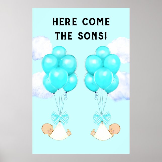 Póster Baby Shower de Twin Boys (Frente)