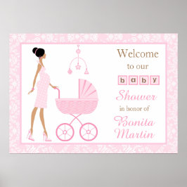 Póster Baby Shower de una mujer afroamericana damáscara r