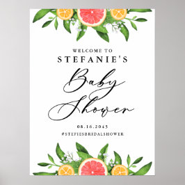 Póster Baby Shower de verano de naranjas y pomelos