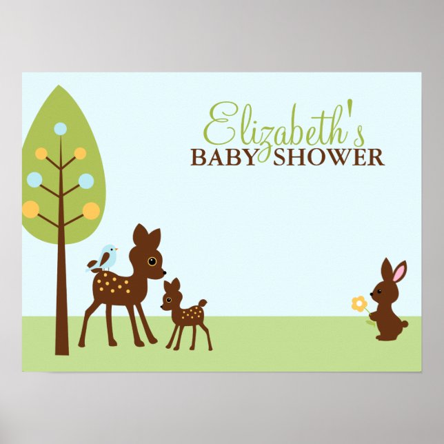 Póster Baby Shower de Woodland Animals (Frente)
