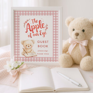 Póster Baby Shower del Libro de Invitados del Rótulo Appl
