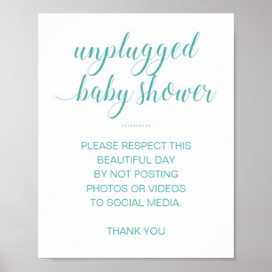 Póster Baby Shower desconectado sin turquesa de medios so