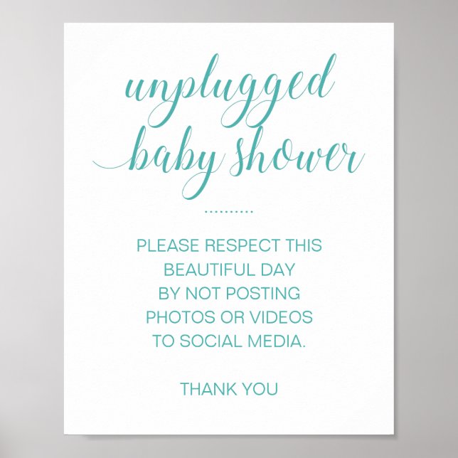 Póster Baby Shower desconectado sin turquesa de medios so (Frente)