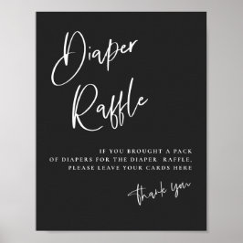 Póster Baby Shower Diaper Raffle inspirado en gótica negr