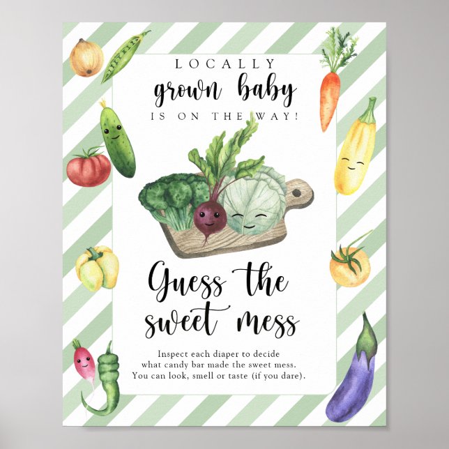 Póster baby shower en el mercado de agricultores - dulce  (Frente)