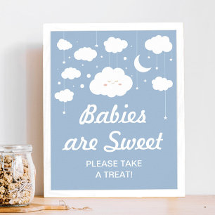 Póster Baby Shower Favor de la nube azul