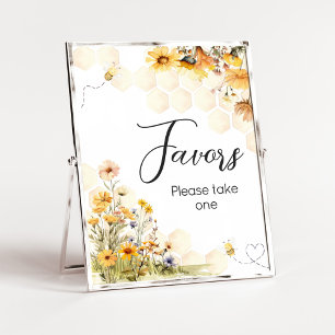 Póster Baby Shower Favor de la Pequeña Miel de Girasol