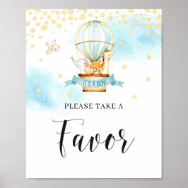 Póster Baby Shower Favor firma animales de globo de aire