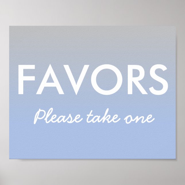 Póster Baby Shower favorece a Poster Ombre Blue Silver (Frente)