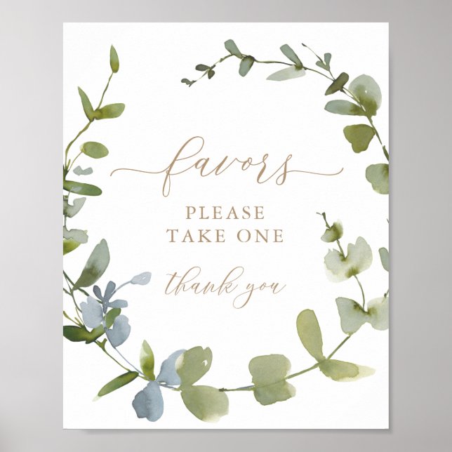 Póster Baby Shower favorece la vegetación del Rótulo Euca (Frente)