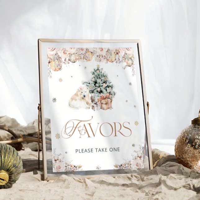 Póster Baby Shower Favores De Oso Polar Cute De Invierno (Subido por el creador)