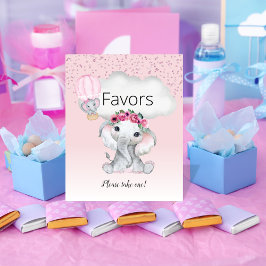 Póster Baby Shower Favorita de Elephant Hot Air Balloon