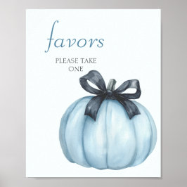 Póster Baby Shower Favoritos de calabaza azul