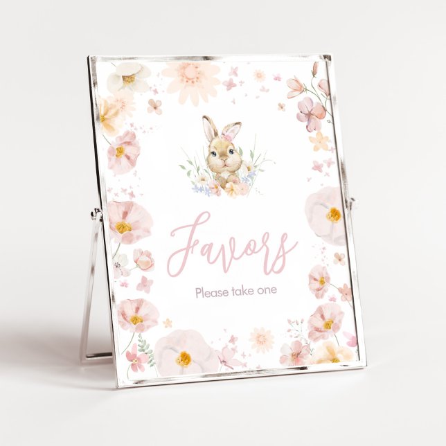 Póster Baby Shower Favors de Somebunny Rabbit (Rabbit Somebunny Baby Shower Favors Sign)