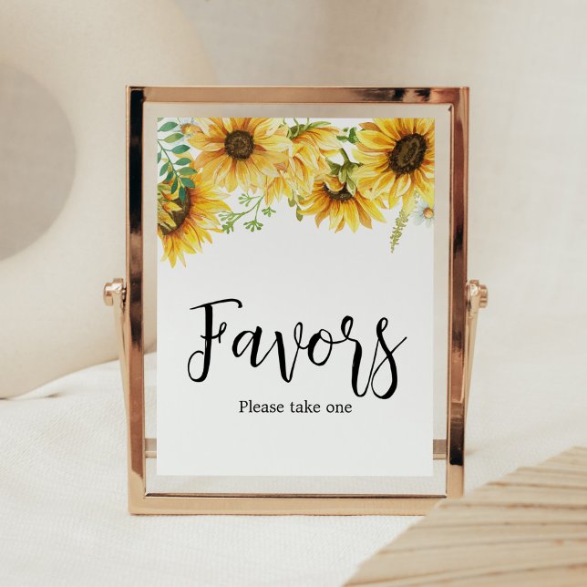 Póster Baby Shower Favors del girasol (Sunflower Girl Baby Shower Favors Sign)