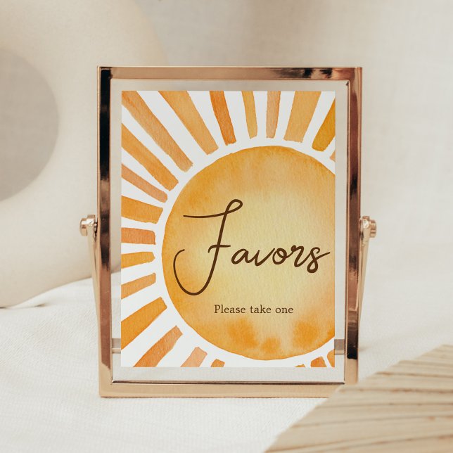 Póster Baby Shower Favors Sunshine (A Little Ray of Sunshine Baby Shower Favors Sign)