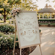 Baby Shower Floral de Jardín Acuarela Beige Boho