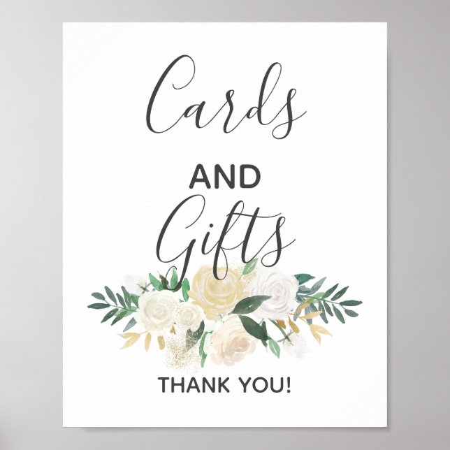 Póster Baby Shower Flowers Cards and Gifts Sign (Frente)