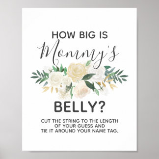 Póster Baby Shower Flowers How Big is Mommy's Belly Game