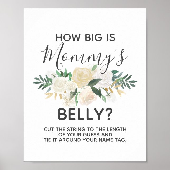 Póster Baby Shower Flowers How Big is Mommy's Belly Game (Frente)