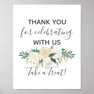Póster Baby Shower Flowers Take a Treat Favor Sign