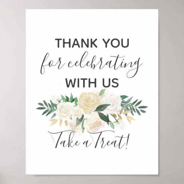Póster Baby Shower Flowers Take a Treat Favor Sign (Frente)