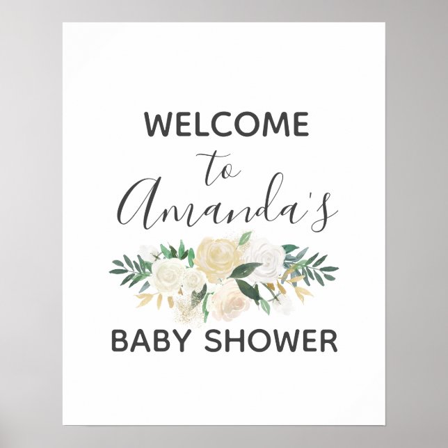 Póster Baby Shower Flowers Welcome Sign (Frente)