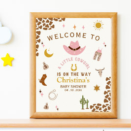 Póster Baby shower girl with Cowgirl theme