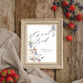 Póster Baby Shower Guest Book Wild Berries & Flowers