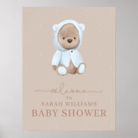 Baby Shower minimalista Dusty Blue Bearly Wait