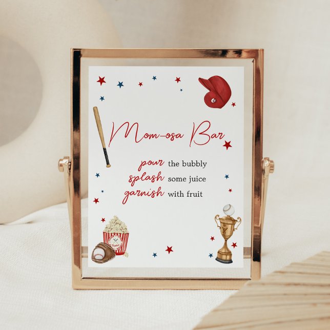 Póster Baby Shower Mom Osa Bar (Oh Boy Little Slugger Baby Shower Mom Osa Bar Sign)