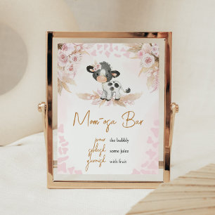 Póster Baby Shower Mom Osa Bar Rosa