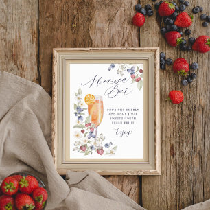 Póster Baby Shower Mom-osa Bar Wild Berries & Flowers