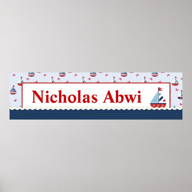 Póster Baby Shower Nautical (Frente)