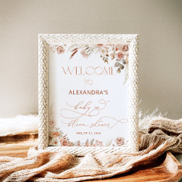 Póster Baby Shower neutral de Boho Pampas