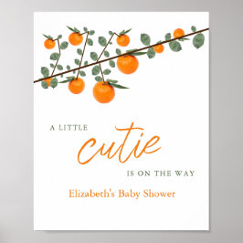 Póster Baby Shower neutral de género de Naranja cutáneo p